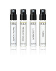 2.5ml vials of the UULA fragrance range, known as the discovery kit on a white background